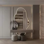 Miroir Wave design ondulé avec meuble suspendu, Saint-Gobain Maroc