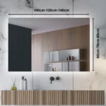 Miroir LED rectangulaire LINEA TOUCH rétroéclairé avec bouton tactile, verre Saint-Gobain 6 mm sur mesure pour salle de bain au Maroc-dimensions