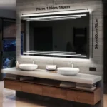 Miroir salle de bain LED Neonis Maroc – Verre Saint-Gobain 6 mm – dimension– Miroir sur mesure haut de gamme