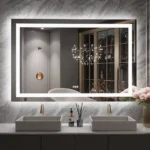 Miroir salle de bain ECLISSA sablé, design rectangulaire moderne et lumineux, verre Saint-Gobain 6 mm