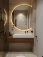 Miroir salle de bain ELARA sur mesure, rétroéclairé LED, conçu en verre Saint-Gobain 6 mm au Maroc