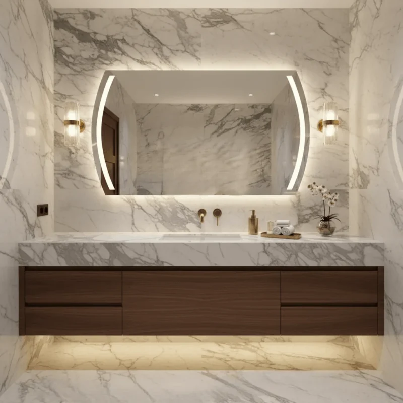 Miroir LED Maroc VEGA rectangulaire avec éclairage intégré pour salle de bain moderne