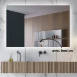 Miroir LED rectangulaire LINEA TOUCH rétroéclairé avec bouton tactile, verre Saint-Gobain 6 mm sur mesure pour salle de bain au Maroc