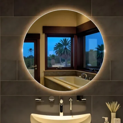 Miroir salle de bain LED Luna Maroc – Verre Saint-Gobain 6 mm – Vue de face claire et design moderne – Miroir sur mesure haut de gamme