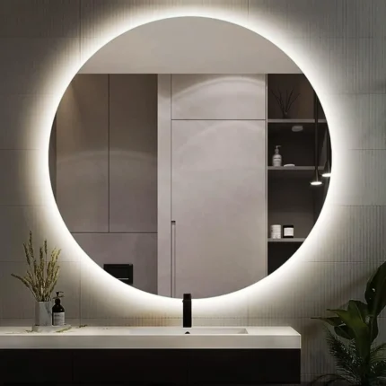 Miroir salle de bain LED Luna Maroc – Verre Saint-Gobain 6 mm – Éclairage LED blanc neutre et lumière diffuse – Miroir sur mesure haut de gamme