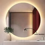 Miroir salle de bain LED Neonis Maroc – Verre Saint-Gobain 6 mm – Vue arrière avec fixation et câblage LED – Miroir sur mesure haut de gamme