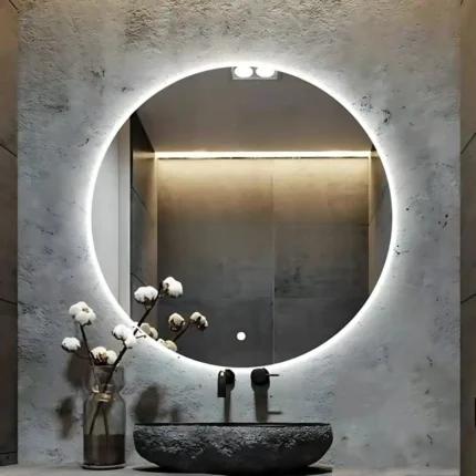 Miroir salle de bain LED Touchy Maroc – Verre Saint-Gobain 6 mm – Éclairage LED blanc neutre et lumière diffuse – Miroir sur mesure haut de gamme