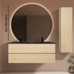 Miroir LED semi-rond élégant en verre Saint-Gobain 6 mm, forme arrondie moderne sur mesure pour salle de bain au Maroc-dimension