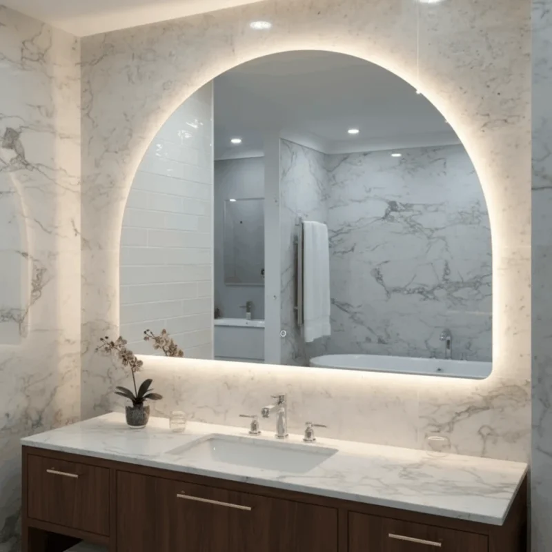 miroir mural NEBULA avec éclairage LED moderne pour salle de bain au Maroc
