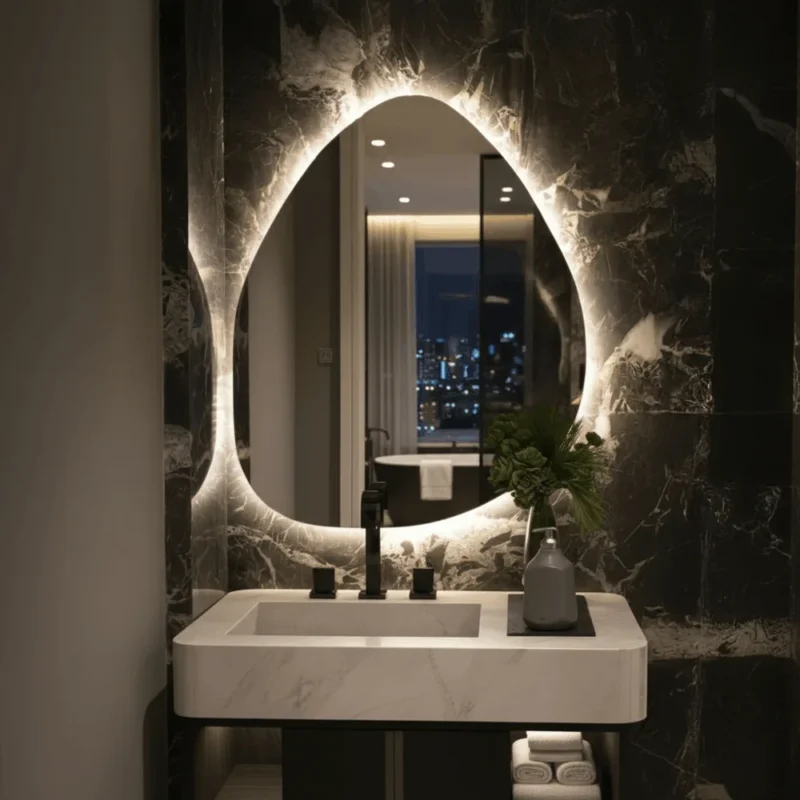 Miroir salle de bain DROP LED en verre premium 6 mm sur mesure