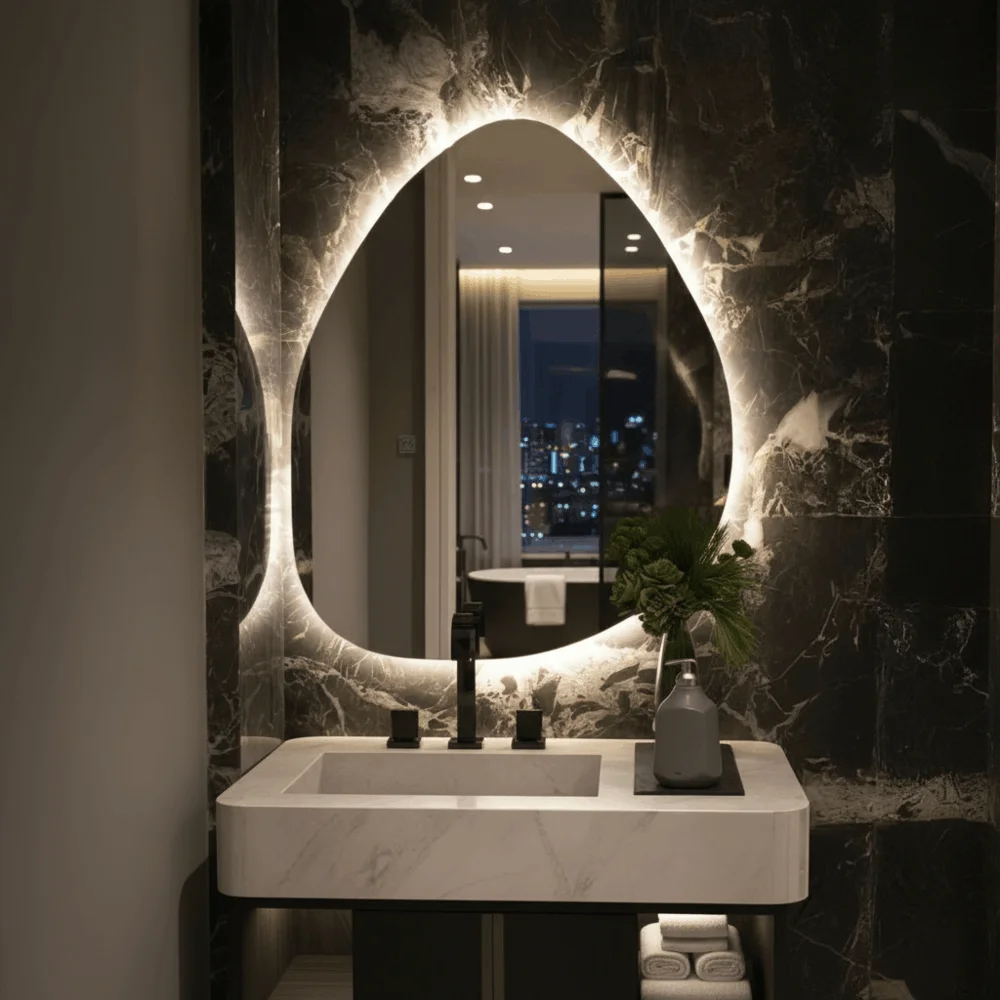 Miroir salle de bain DROP LED design premium Miroir salle de bain DROP LED design premium en verre 6 mm