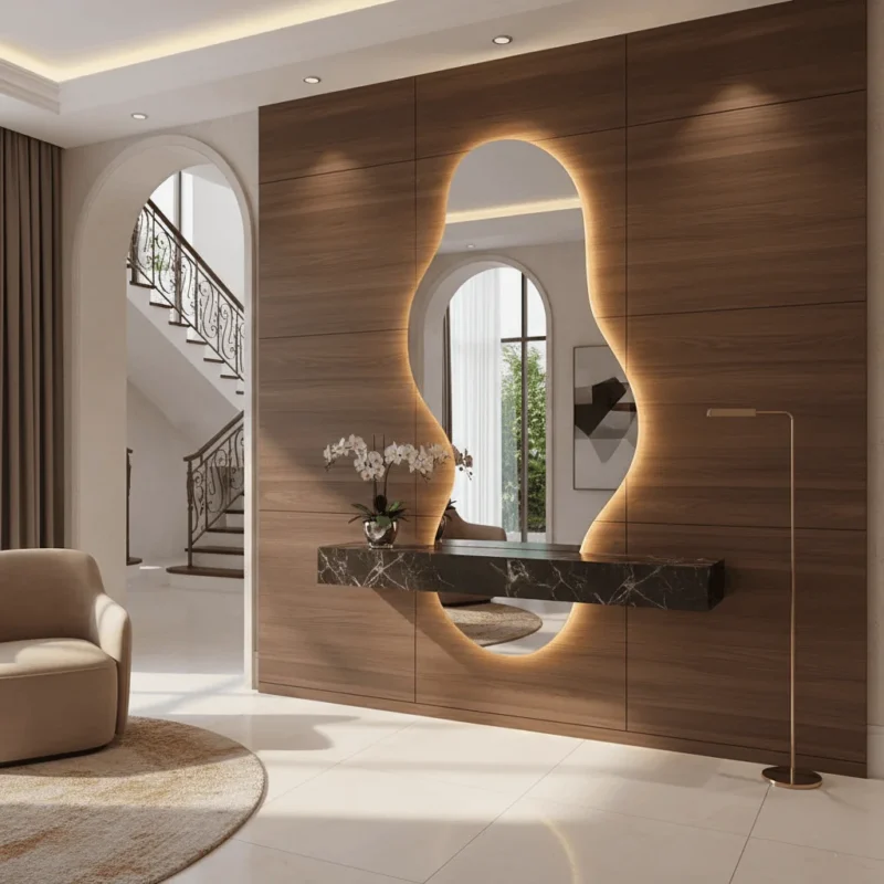 Miroir salle de bain Maroc Wave avec design ondulé et éclairage LED intégré