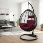 Balançoire déco couleur bordeaux pour terrasse, balcon ou salon – mobilier design moderne – FabDesign Maroc