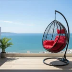 Balançoire déco rouge pour terrasse, balcon ou salon – mobilier design moderne et élégant – FabDesign Maroc