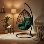 Balançoire vert sapin pour décoration intérieure et extérieure – mobilier design moderne pour terrasse, balcon ou salon – FabDesign Maroc