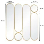 Ensemble de 9 miroirs en laiton avec indications de dimensions, décoration murale pour salon marocain ou moderne