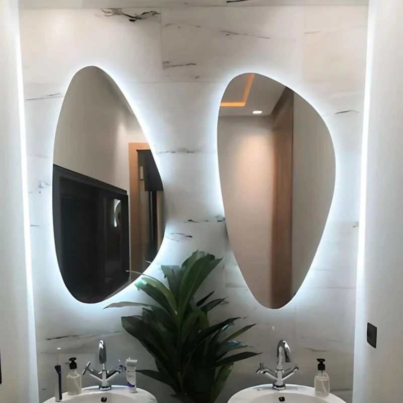 Miroir LED Saint-Gobain 6 mm sur mesure pour salle de bain moderne, lumineux et résistant à l’humidité
