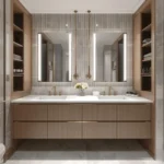 Deux miroirs Sablis rectangulaires placés côte à côte, avec double sablage latéral, design moderne et équilibré, fabrication marocaine et disponible sur mesure