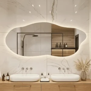 Miroir Mirage en forme de vague pour salle de bain et intérieur moderne