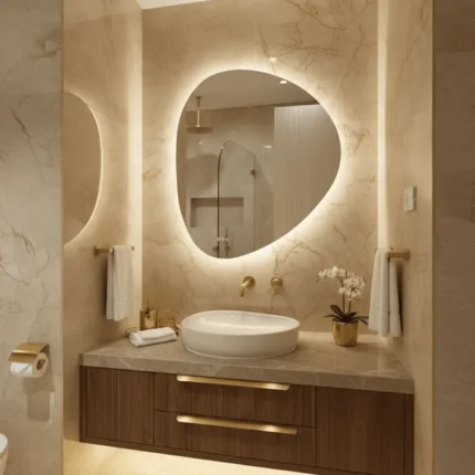 miroir ELYS LED lumière chaude salle de bain vasque luxe Maroc