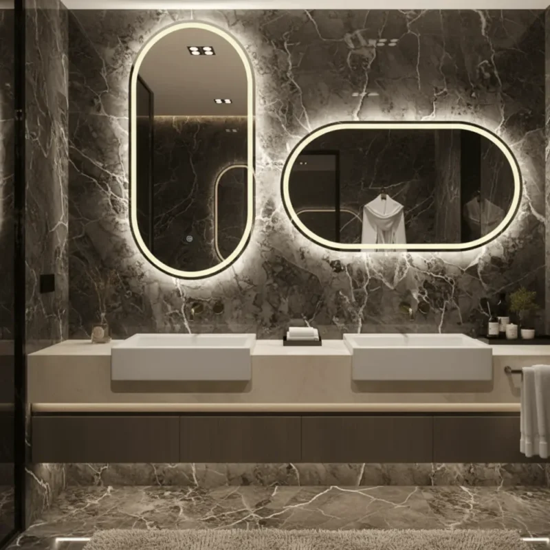 miroir ovale salle de bain lumineux