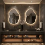 deux miroirs Reflex verticaux salle de bain design luxe Maroc