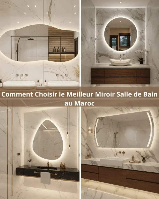 Guide miroir salle de bain – exemple de miroir LED moderne installé au Maroc