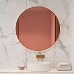 Miroir rose gold ROSEVEIL avec éclairage LED blanc, neutre et jaune pour salle de bain moderne au Maroc