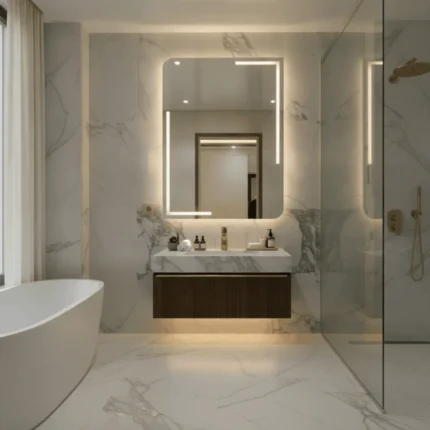 Miroir éclairé salle de bain