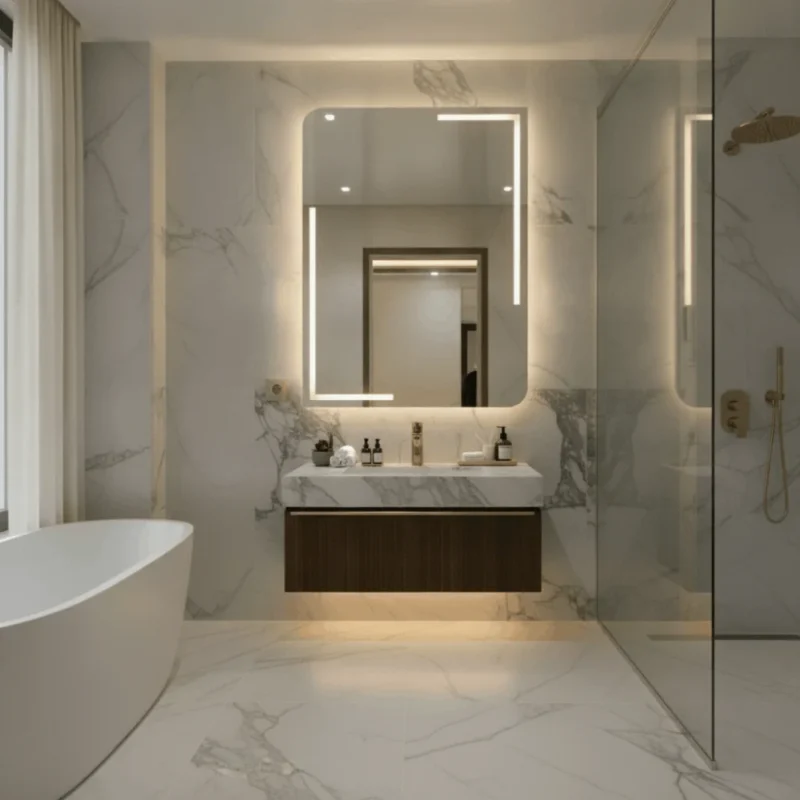 Miroir éclairé salle de bain