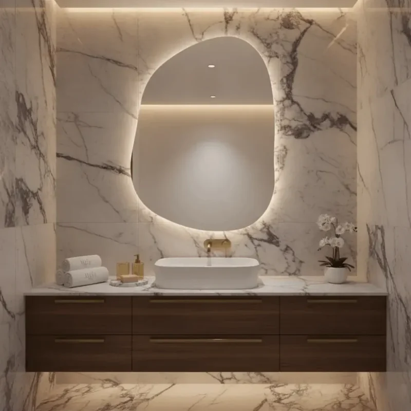 Miroir salle de bain moderne Drift au design organique