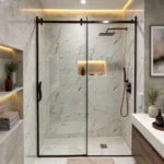 cabine de douche rectangulaire rail en finition noir