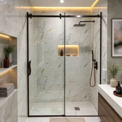 cabine de douche rectangulaire rail en finition noir